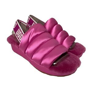 NWT UGG Womens Puff Yeah Slippers Size 5 Slides Pink Fuchsia